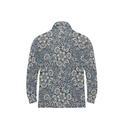 Elegant Floral Print Pattern Long Sleeve Polo Shirt For Men's
