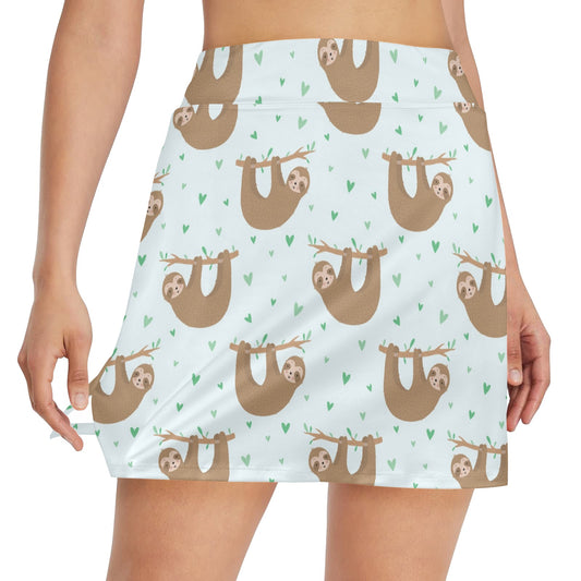 Sloth Print Design LKS308 17" Golf & Pickleball Skort with Pockets