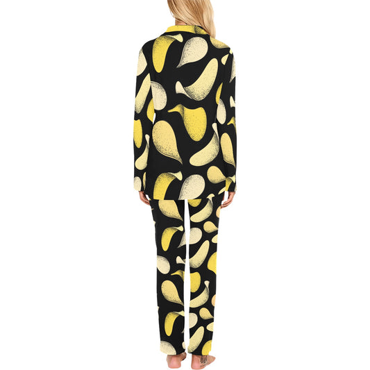 Potato Pattern Print Design A02 Women's Long Pajama Set