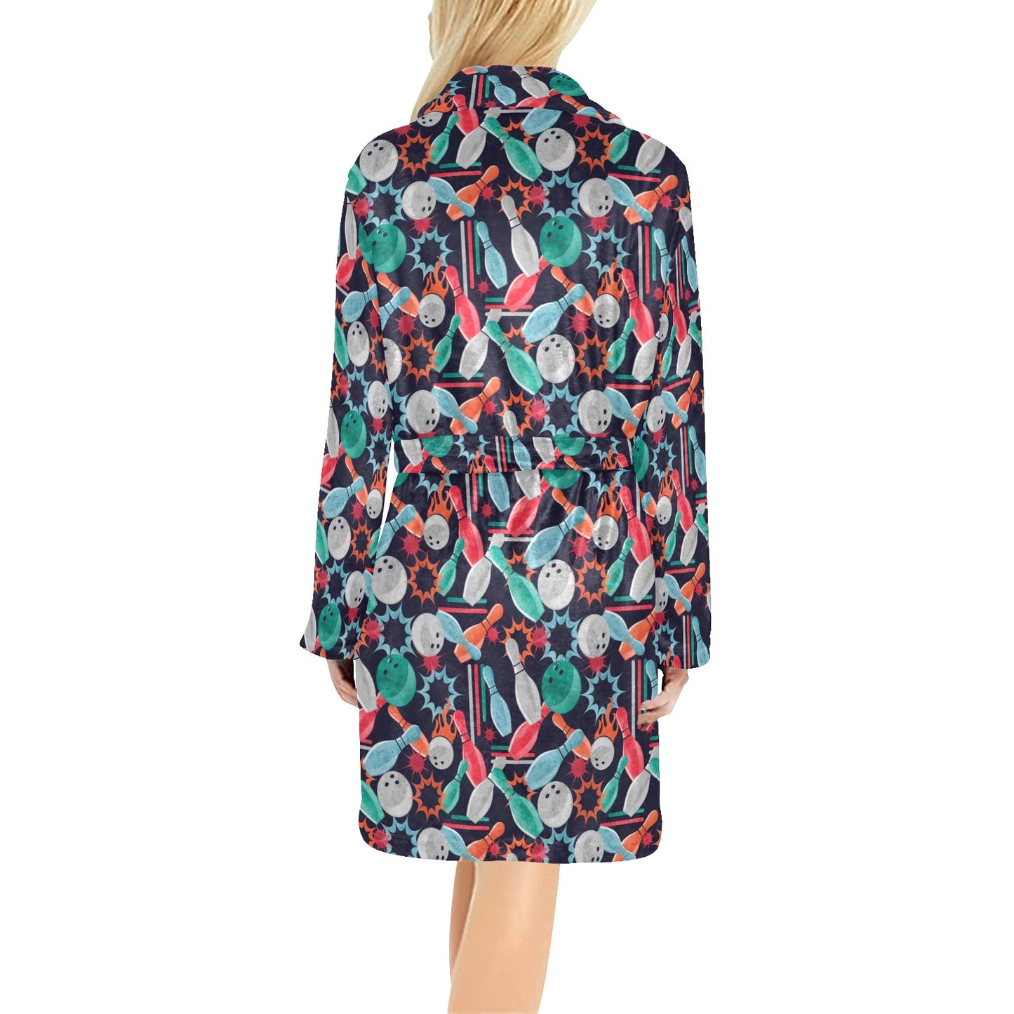 Bowling Pattern Print Design 08 Women's Fleece Robe