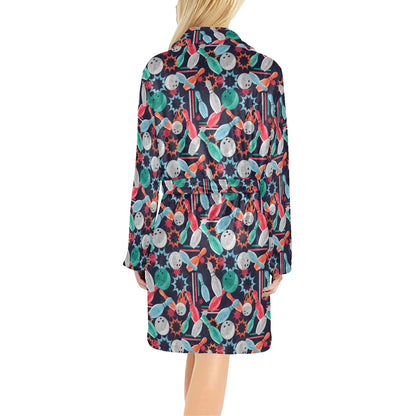Bowling Pattern Print Design 08 Women's Fleece Robe
