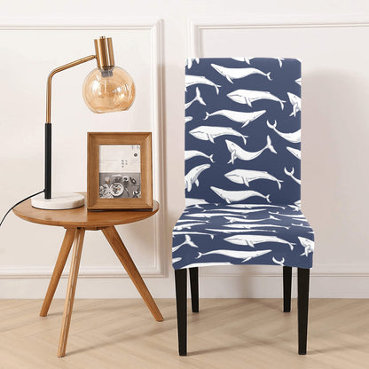 Whale Print Design LKS308 Dining Chair Slipcover