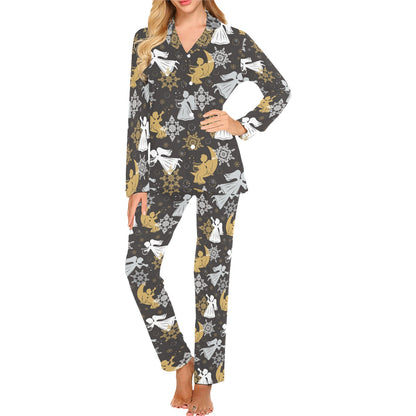 Angel Pattern Print Design 04 Women's Long Pajama Set