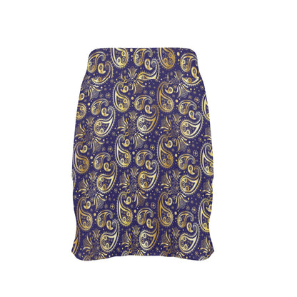Paisley Blue Yellow Design Print 17" Golf & Pickleball Skort with Pockets