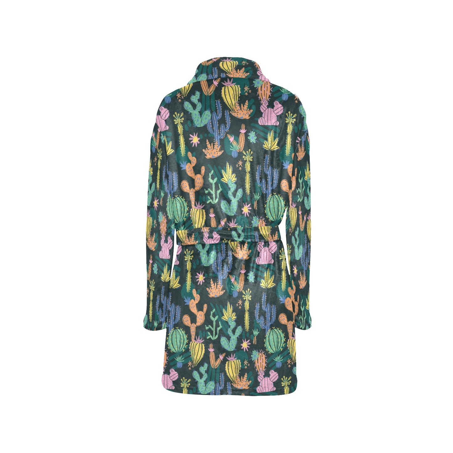 Cactus Pattern Print Design 05 Women's Fleece Robe