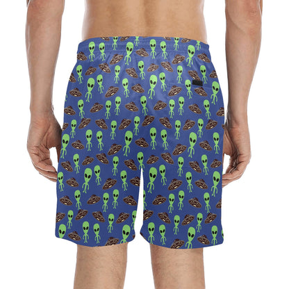 Alien Green UFO Pattern Men's Swim Trunks Beach Shorts