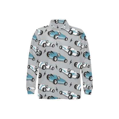 Racing Vintage Pattern Print Design A02 Long Sleeve Polo Shirt For Men's