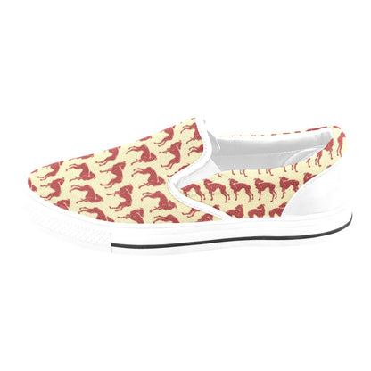 Whippets Print Design LKS301 White Slip Ons Canvas Women's Shoes
