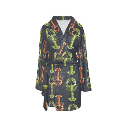 Lobster Pattern Print Design 01 Women's Fleece Robe