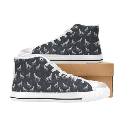 Wolf Print Design LKS303 Men's High Top Canvas Shoes