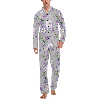 Lilac Pattern Print Design LI07 Men's Long Pajama Set