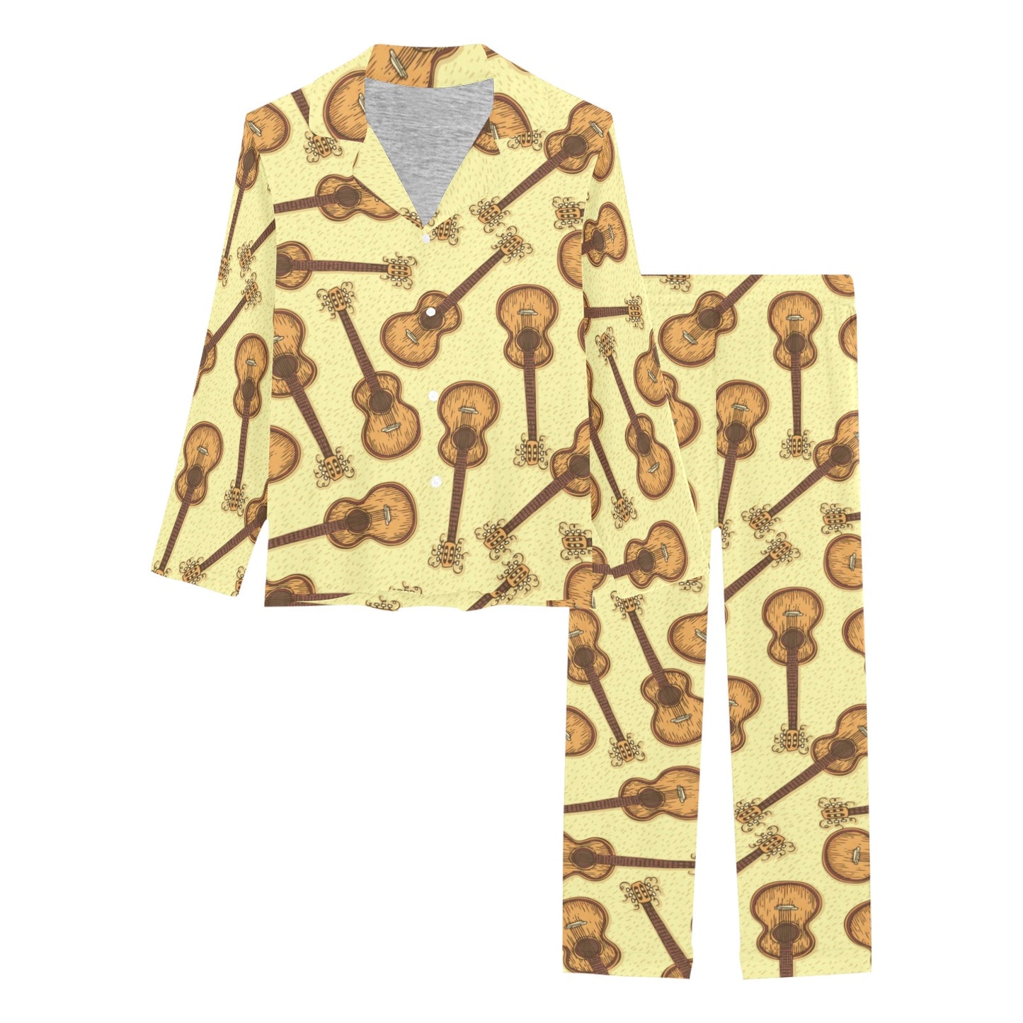 Acoustic Guitar Print Design LKS402 Women's Long Pajama Set