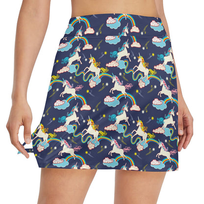Unicorn Print Design LKS304 17" Golf & Pickleball Skort with Pockets
