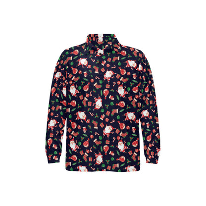 Santa Christmas Themed Print Design LKS304 Long Sleeve Polo Shirt For Men's