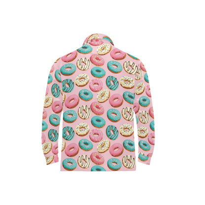 Donut Pattern Print Design DN06 Long Sleeve Polo Shirt For Men's
