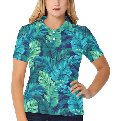 Banana Leaf Pattern Print Design BL05 Women's Polo Shirt