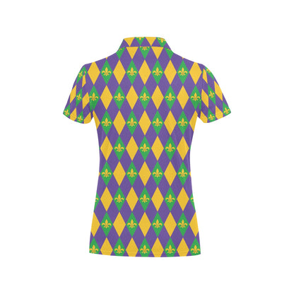 Mardi Gras Pattern Print Design 05 Women's Polo Shirt