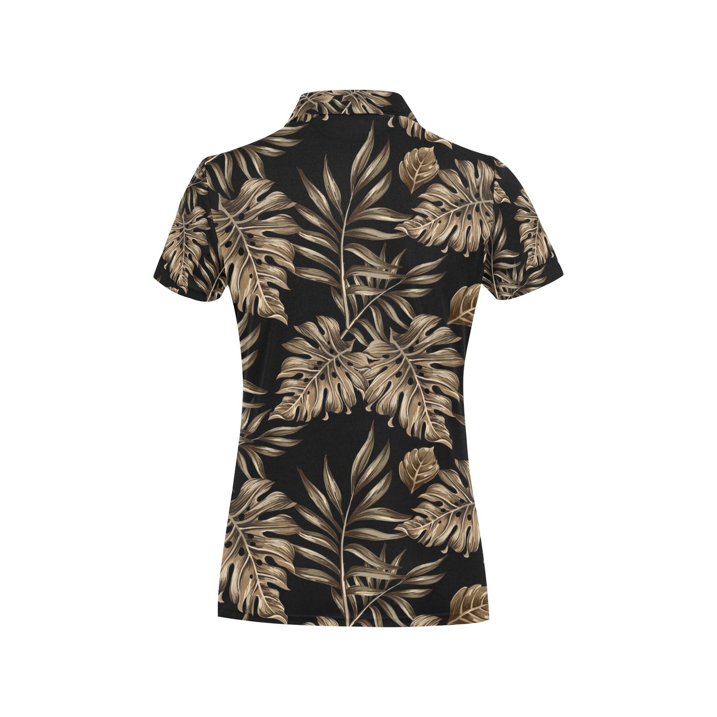 Brown Tropical Palm Leaves Women's Polo Shirt