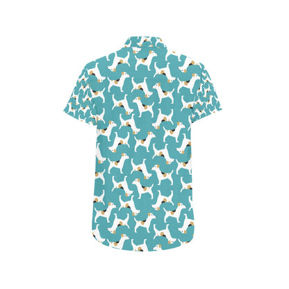 Russell Terriers Print Design LKS301 Men Short Sleeve Button Up Shirt
