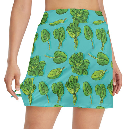 Spinach Print Design LKS301 17" Golf & Pickleball Skort with Pockets