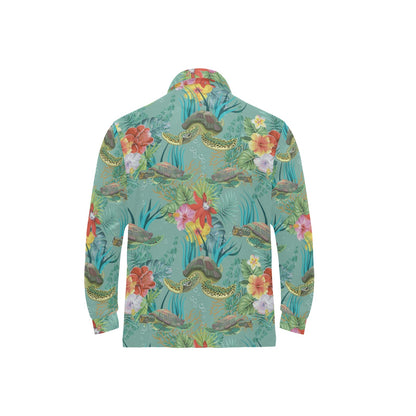 Sea Turtle Pattern Print Design T012 Long Sleeve Polo Shirt For Men's