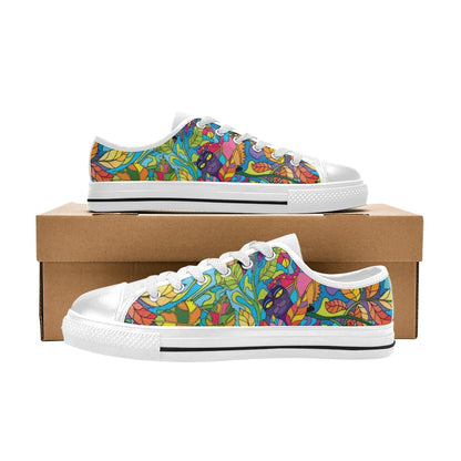 Trippy Print Design LKS301 Women's White Low Top Shoes