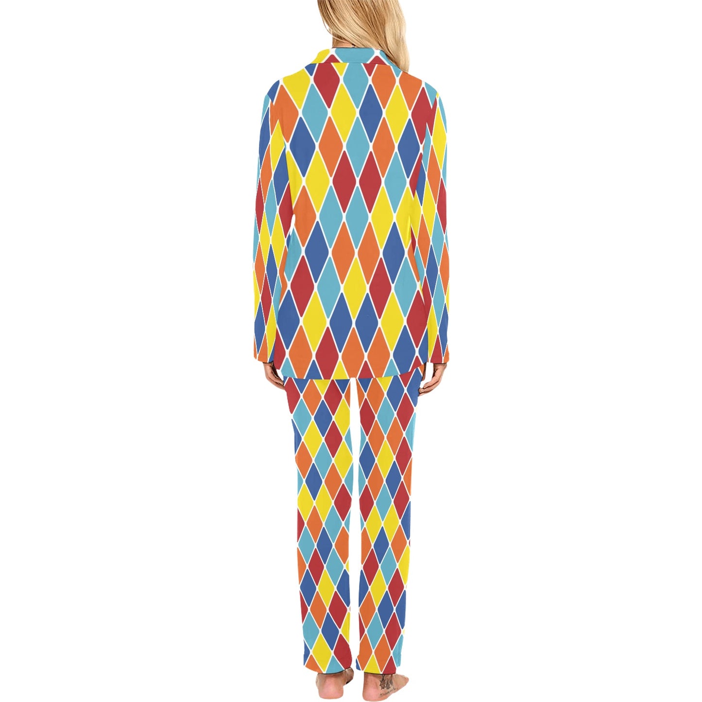 Harlequin Pattern Print Design 01 Women's Long Pajama Set