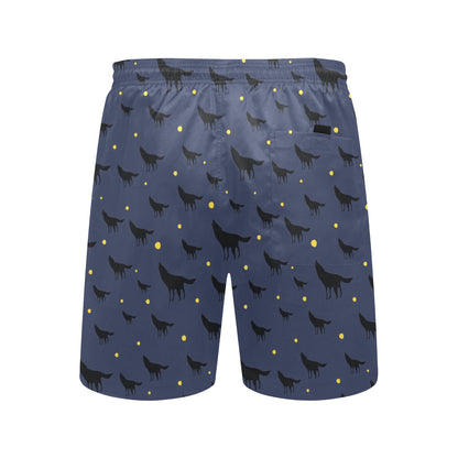 Wolf Print Design LKS301 Men's Swim Trunks Beach Shorts