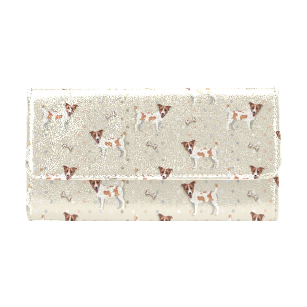 Russell Terriers With Bone Print Design LKS302 Women's Trifold Wallet