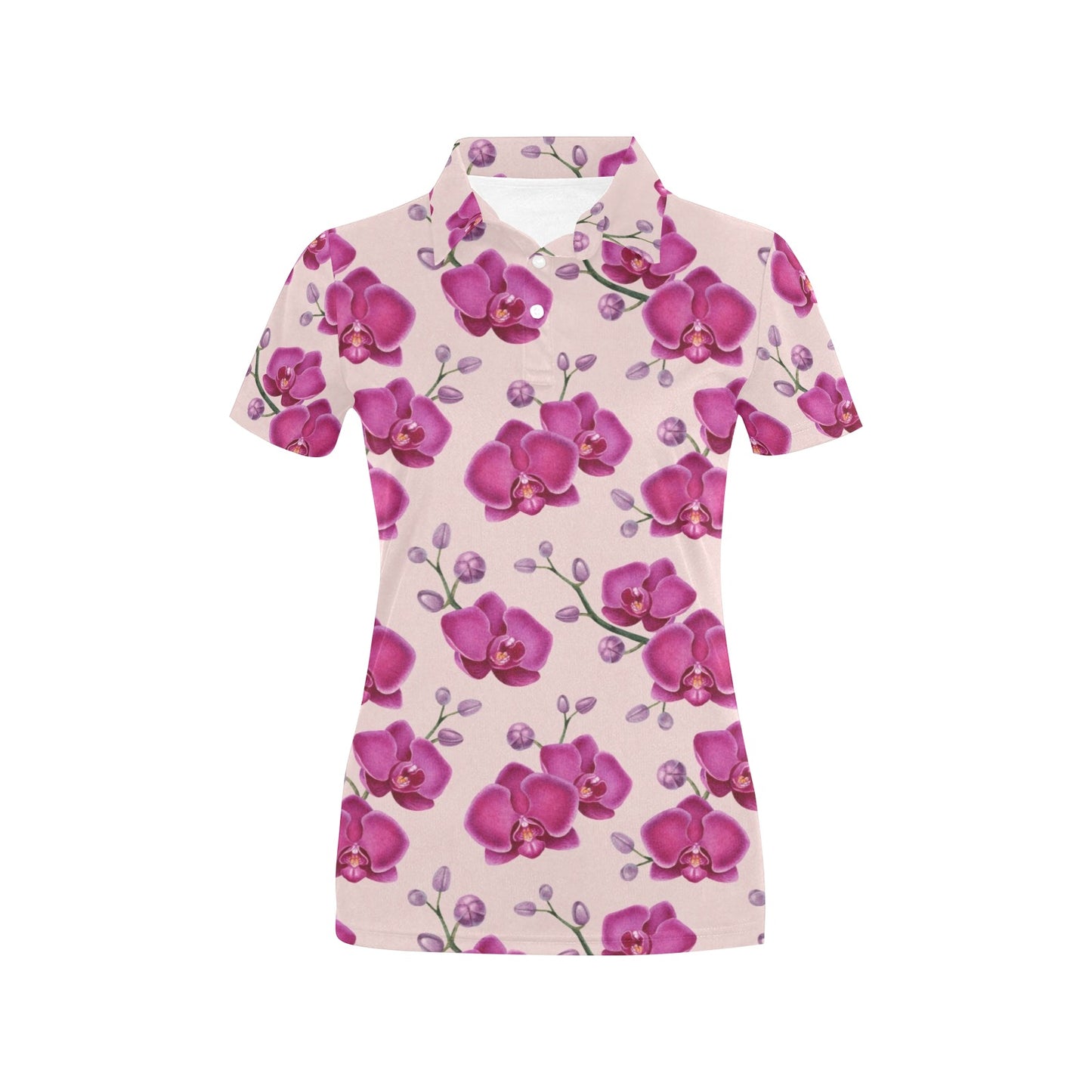 Orchid Purple Pattern Print Design OR04 Women's Polo Shirt