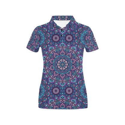 Medallion Pattern Print Design 05 Women's Polo Shirt