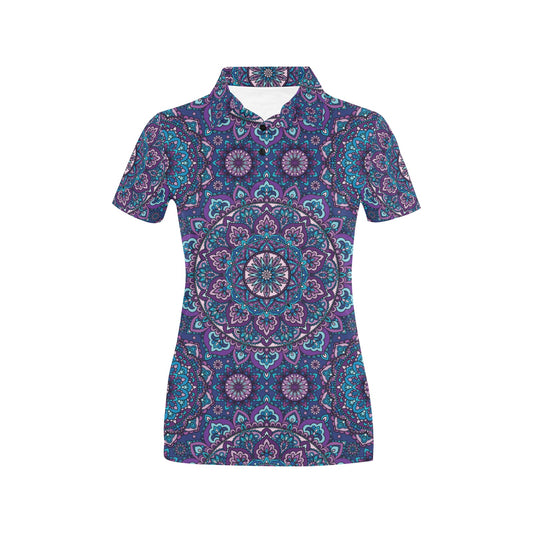 Medallion Pattern Print Design 05 Women's Polo Shirt