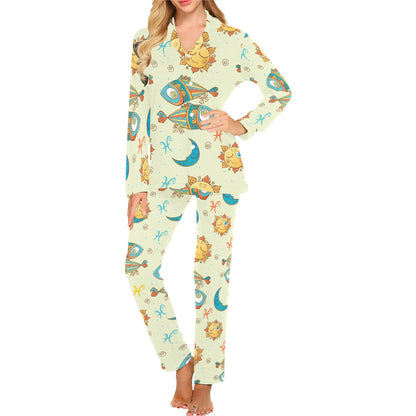 Pisces Pattern Print Design A03 Women's Long Pajama Set