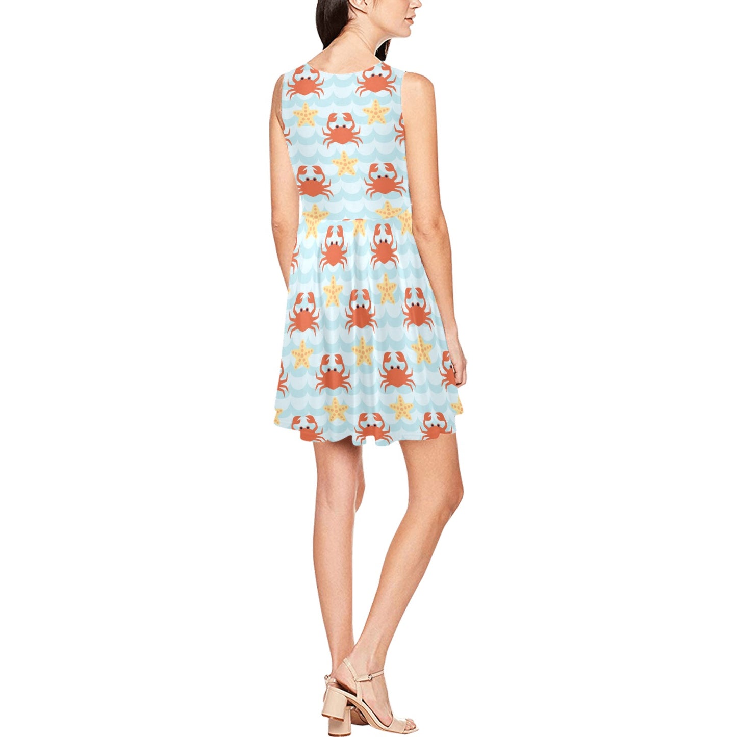 Crab Pattern Print Design 03 Sleeveless Dress