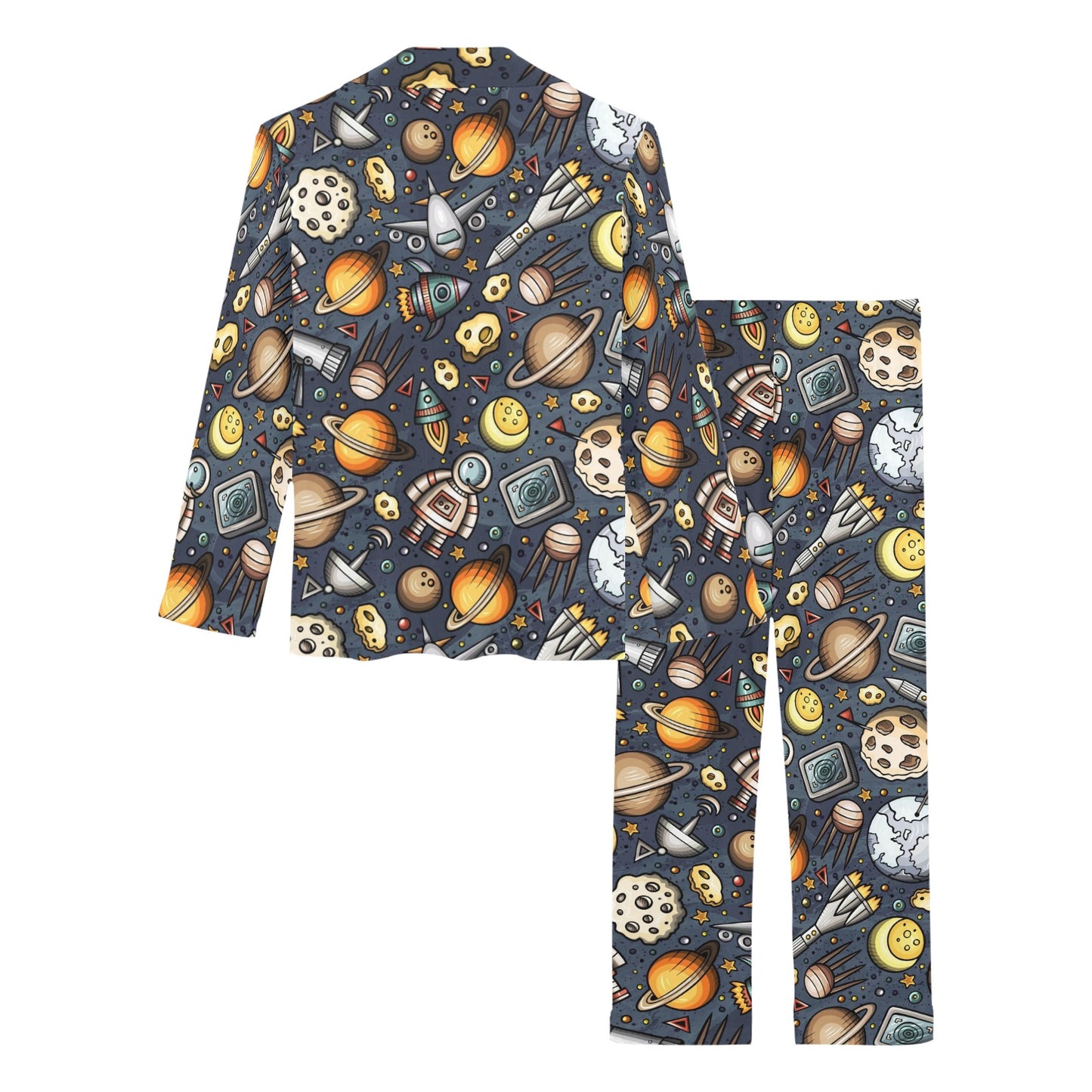Space Pattern Print Women's Long Pajama Set