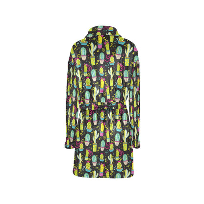 Cactus Neon Style Print Pattern Women's Fleece Robe