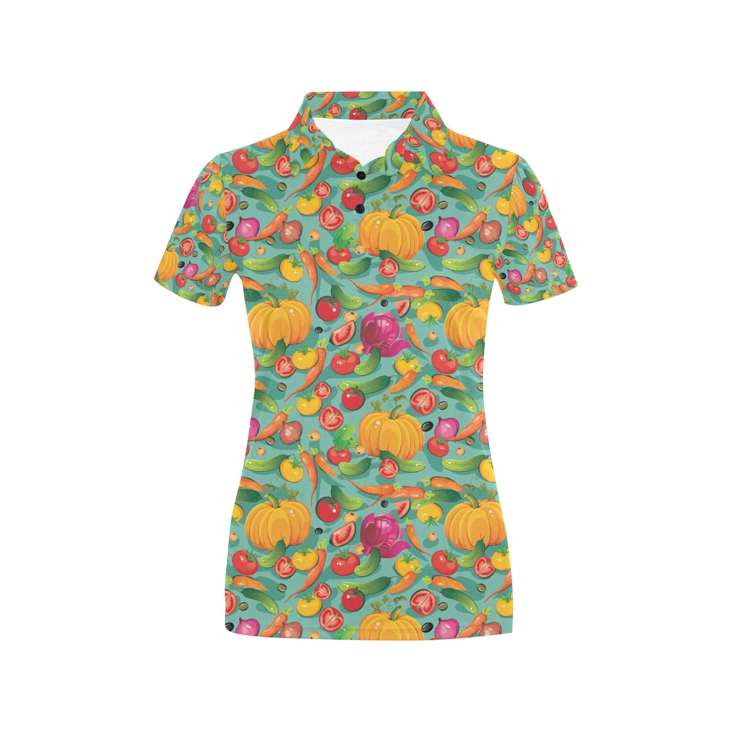 Vegan Colorful Themed Design Print Women's Polo Shirt