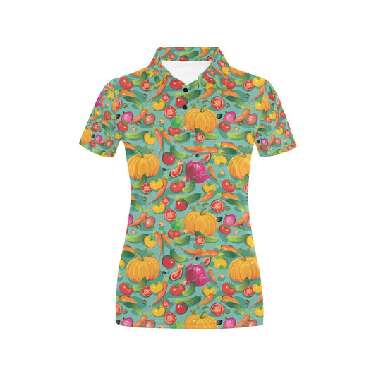 Vegan Colorful Themed Design Print Women's Polo Shirt