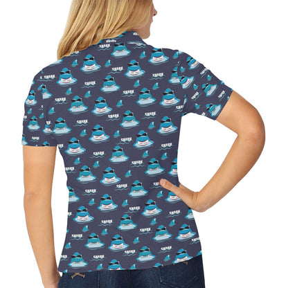 Shark Print Design LKS309 Women's Polo Shirt