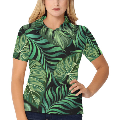 Green Fresh Tropical Palm Leaves Women's Polo Shirt