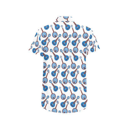 Banjo Print Design LKS401 Men Short Sleeve Button Up Shirt