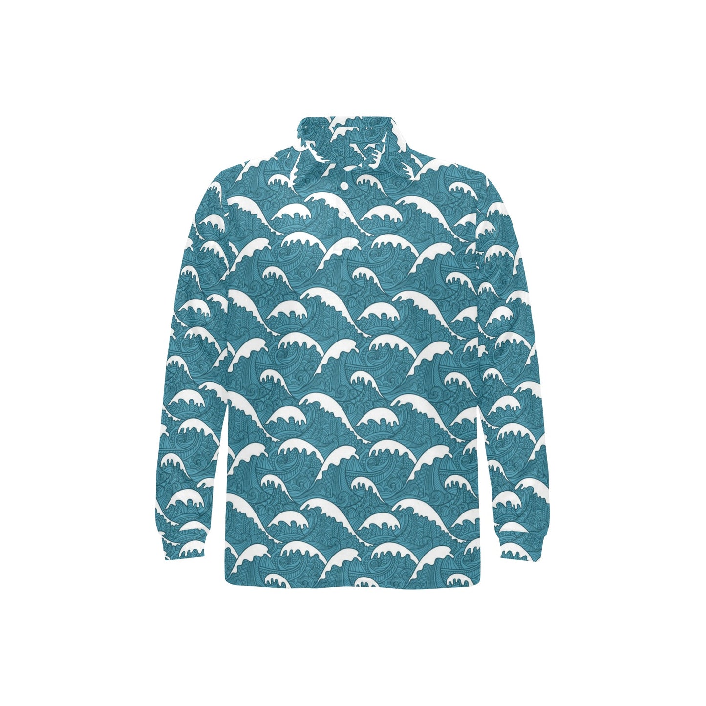 Surf Wave Tribal Design Long Sleeve Polo Shirt For Men's