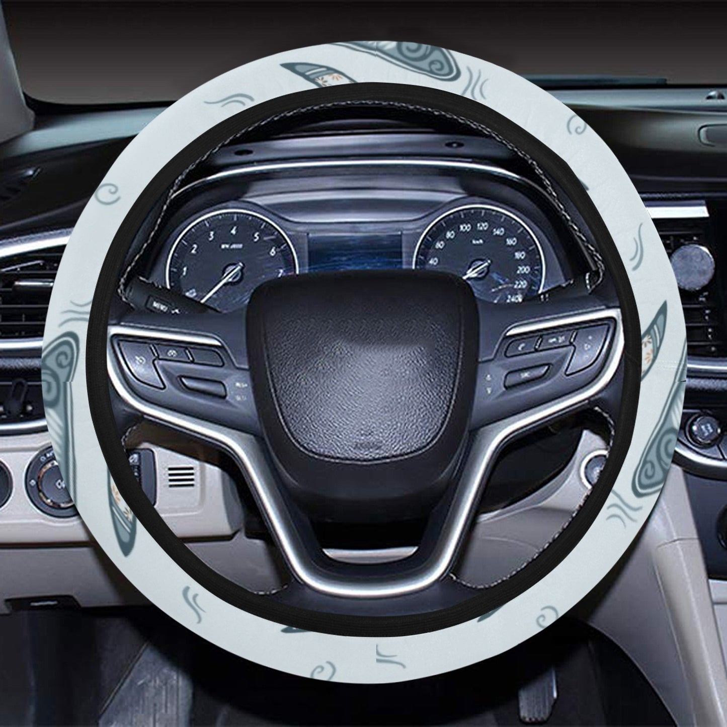 Surfboard Print Design LKS306 Steering Wheel Cover with Elastic Edge