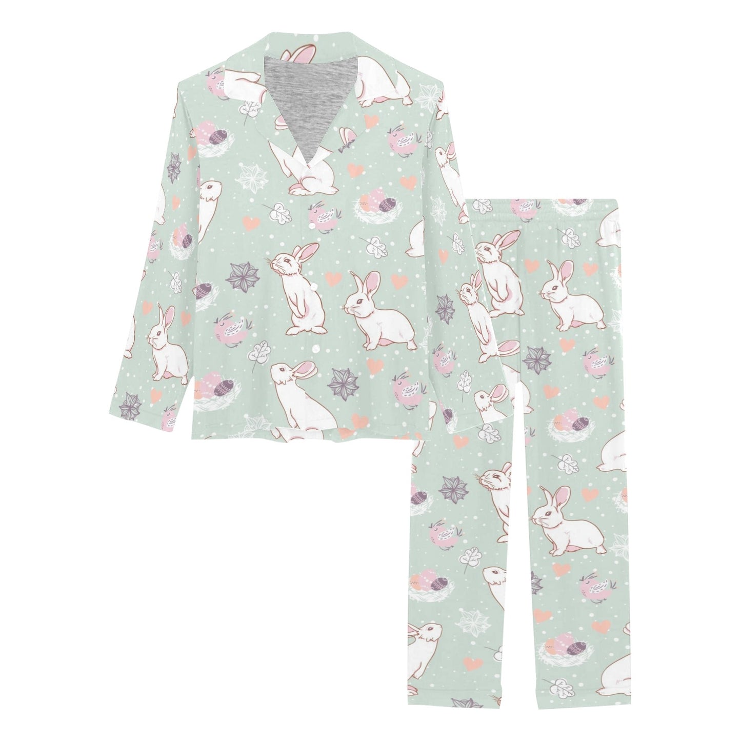 Rabbit Pattern Print Design RB011 Women's Long Pajama Set
