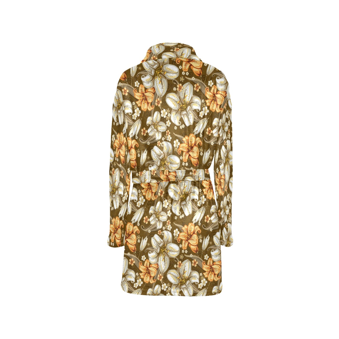 Lily Pattern Print Design 01 Women's Fleece Robe