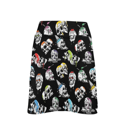 Skull Print Design LKS3013 17" Golf & Pickleball Skort with Pockets