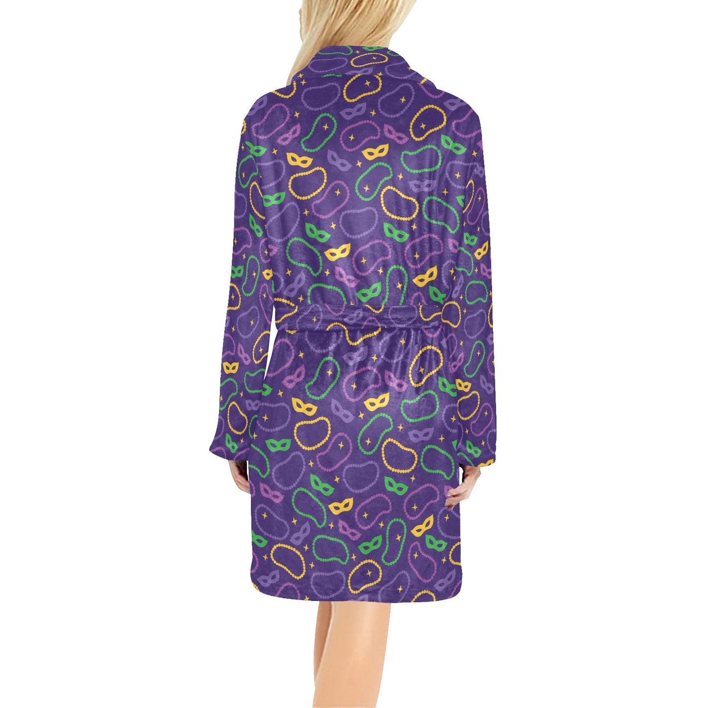 Mardi Gras Pattern Print Design 04 Women's Fleece Robe