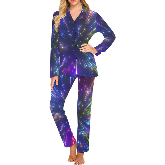 Celestial Rainbow Speed Light Women's Long Pajama Set