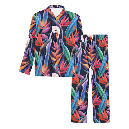 Tropical Flower Pattern Print Design TF023 Men's Long Pajama Set