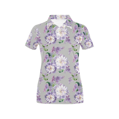 Lilac Pattern Print Design LI07 Women's Polo Shirt
